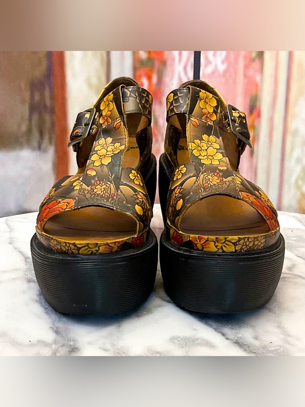Dr. Martens Adaya Evisu Wagara Tattoo Sandals Tan Size 9 EUC - Picture 3 of 13